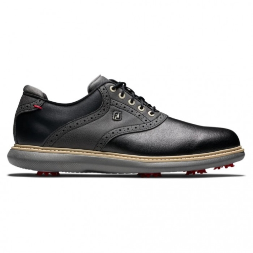 Black Footjoy Traditions Men's Spiked Golf Shoes | BENKJL054