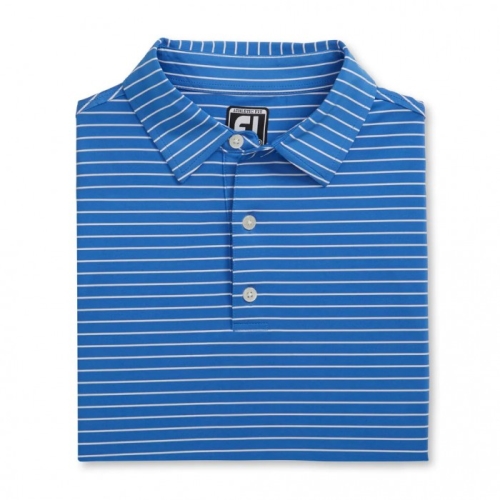 Marine / White Footjoy Athletic Fit Classic Stripe Self Collar Men's Shirts | MQBIDU275