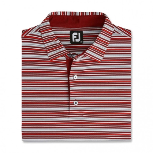 Merlot / Grey / White / Chili Footjoy Multi-Stripe Stretch Pique Self Collar Men's Shirts | XNKLJT260