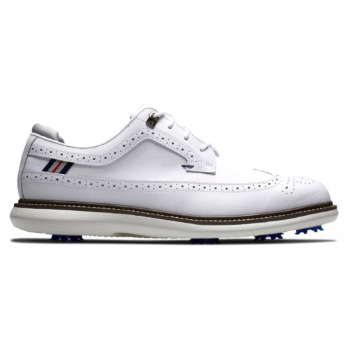 White Footjoy Traditions - Shield Tip Men's Spiked Golf Shoes | CTGWYD650