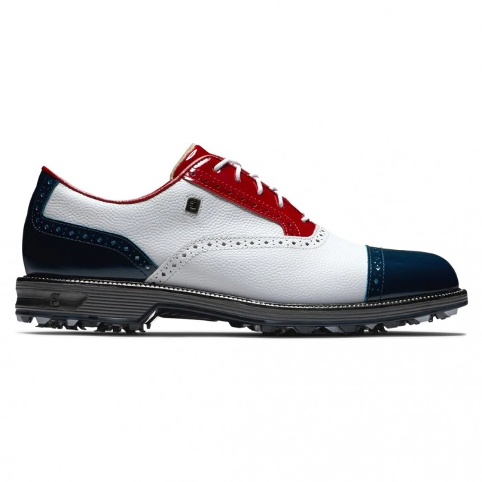 White Pebble / Red Patent / Navy Patent Footjoy Premiere Series - Tarlow Men\'s Spiked Golf Shoes | VEURZI271